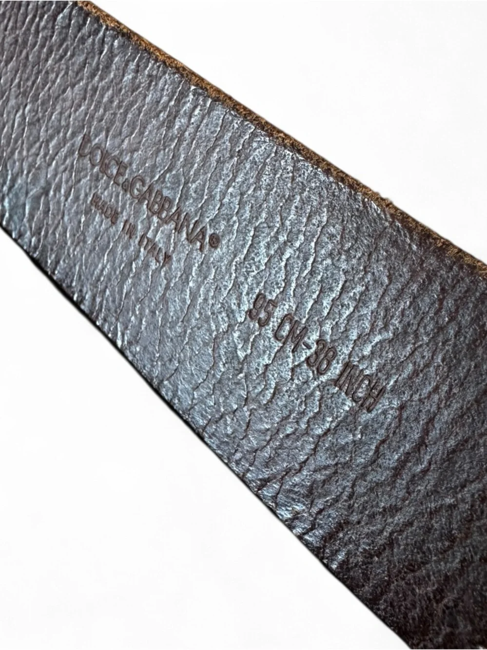 Dolce & Gabbana DG Logo Brown Leather Belt Size 95 (38) - Picture 9 of 13